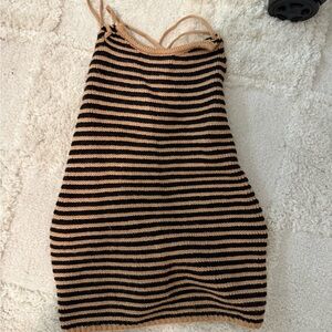 Striped Black and Tan Women's Top